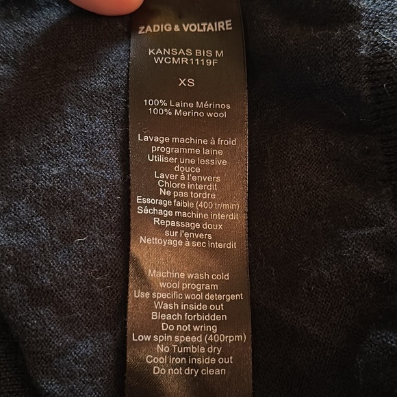 ZADIG & VOLTAIRE Merino Wool Sweater Kansas Bis Size XS Oversized WCMR1119F - Picture 11 of 12